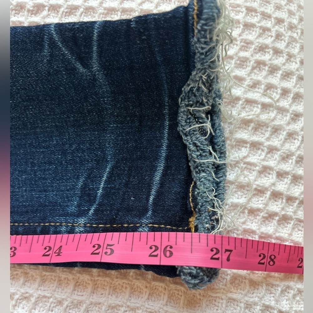 Rag & Bone Alderly Crop Skinny Jeans Blue Denim Raw Fray Hem Low Mid Rise 24 EUC - Picture 9 of 9